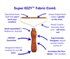 With The Original Fabric Comb's Super EEZY™ Comb,  remove dog and cat hair, dust, fuzz balls and pilling from upholstered couches, chairs, rugs, carpets without harming the yarn..